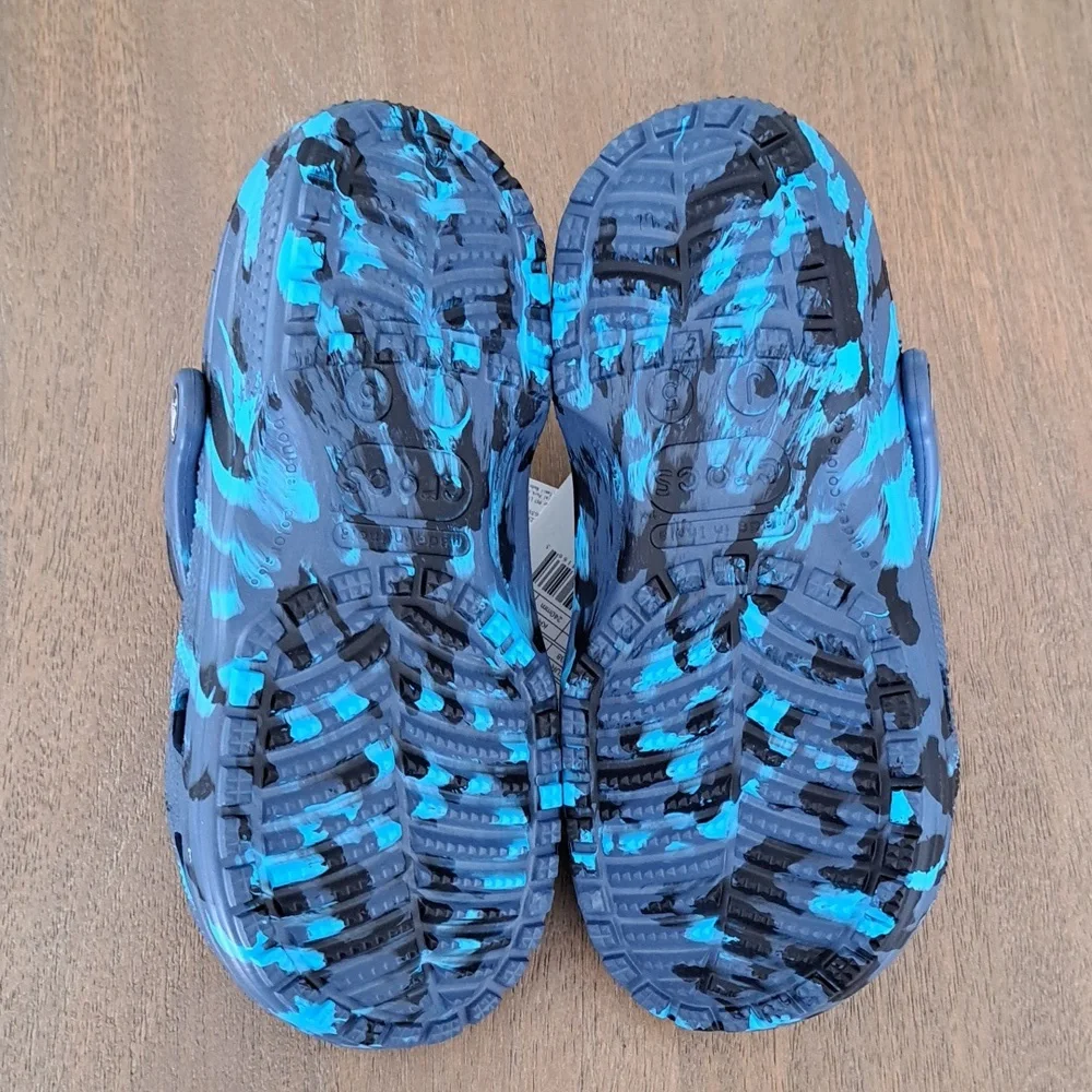 Crocs Kids' Classic Clog - Color: Marbled Navy/Multi - Size: Kids J5 - Picture 8 of 9